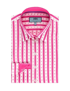 Women's white and pink double fitted Shirt single cuff