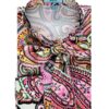 Women's yellow and fuchsia print Fitted Satin Pussy-Bow Blouse