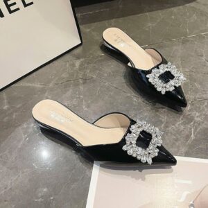 Crystal-Buckle Mules